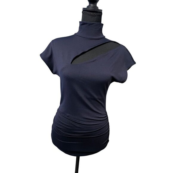 Susana monaco Asymmetrical navy Sleeveless Top key hole workattire professional - Picture 2 of 10